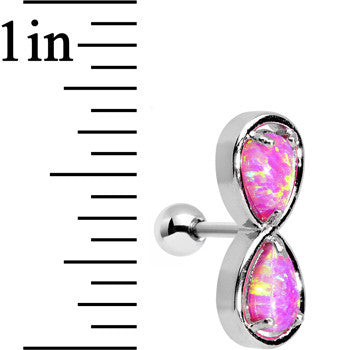 Stainless Steel Pink Faux Opal Infinity Tragus Cartilage Earring