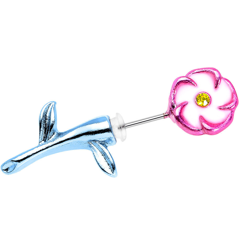 316L Stainless Steel Blue Pink Flower Cheater Taper