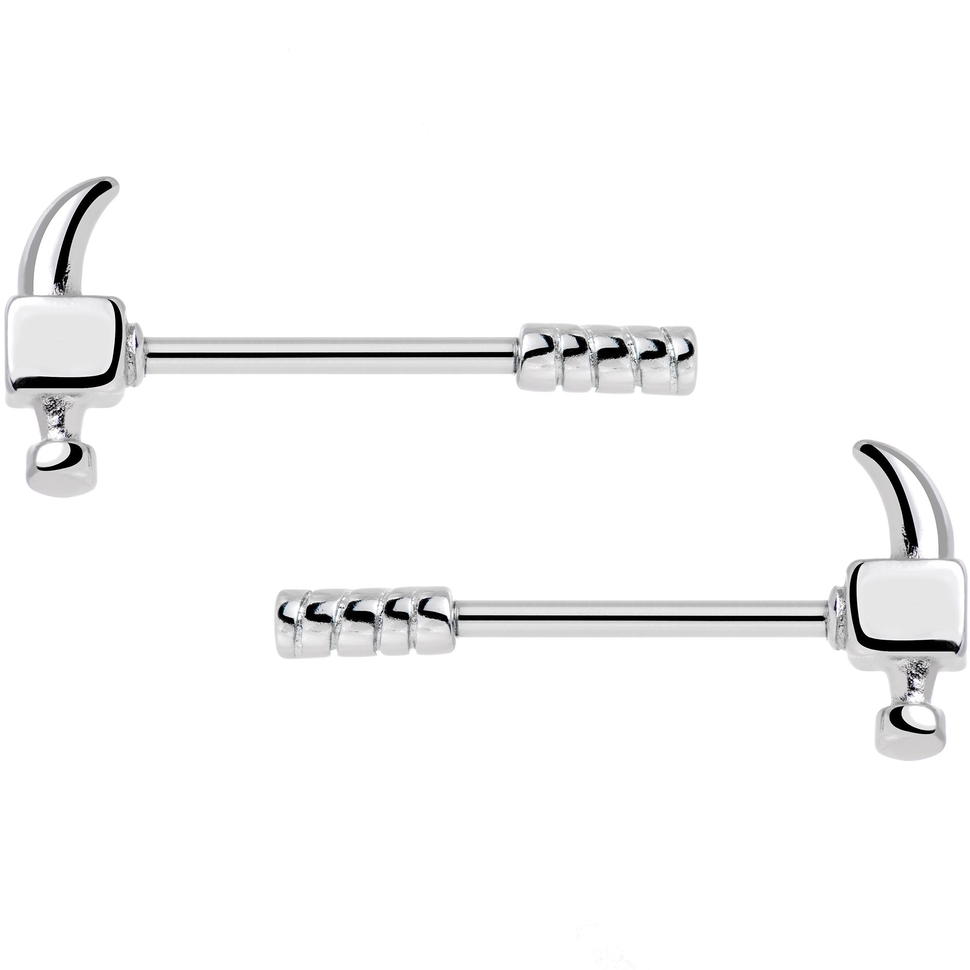 14 Gauge 5/8 Stainless Steel Nailed It Hammer Nipple Barbell Set