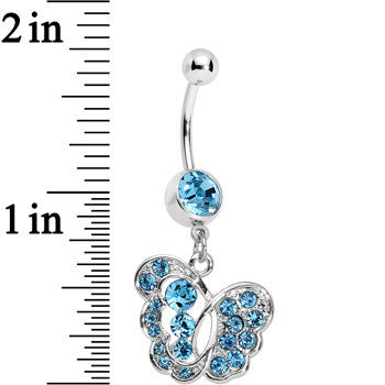 Blue Gem Fancy Butterfly Dangle Belly Ring