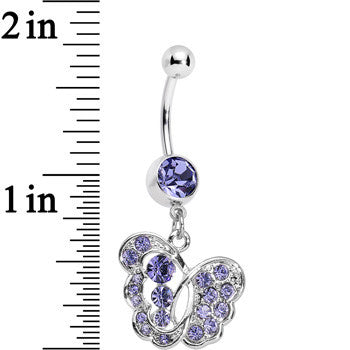 Purple Gem Fancy Butterfly Dangle Belly Ring