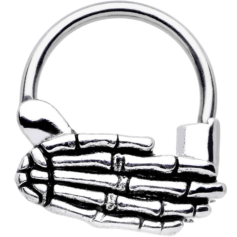 16 Gauge Stainless Steel Spooky Skeleton Hand Septum Clicker