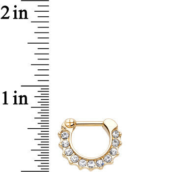 16 Gauge Gold Plated Golden Royal Parade Clear Gem Septum Clicker