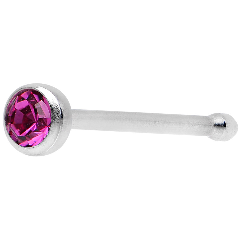 22 Gauge Press Fit Fuchsia Gem Stainless Steel Nose Bone