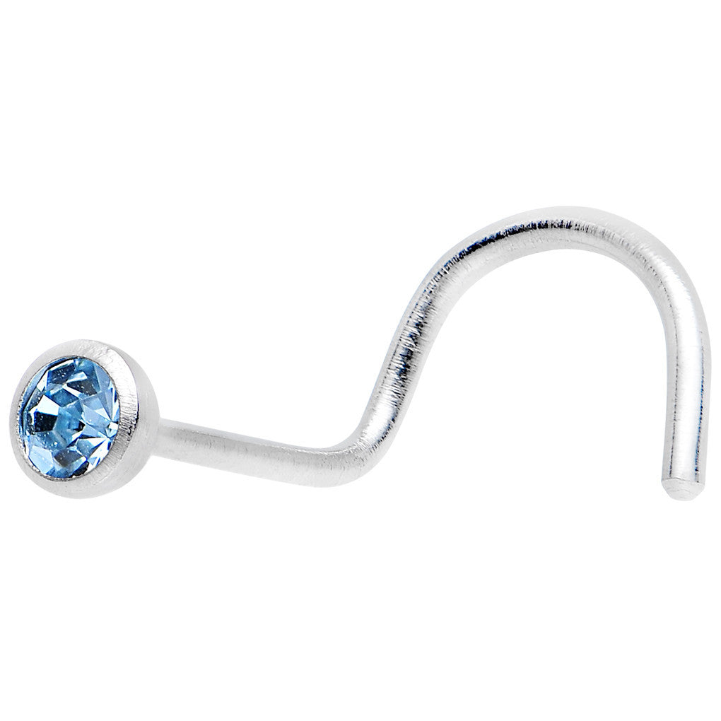 22 Gauge Press Fit Aqua Gem Stainless Steel Nose Ring