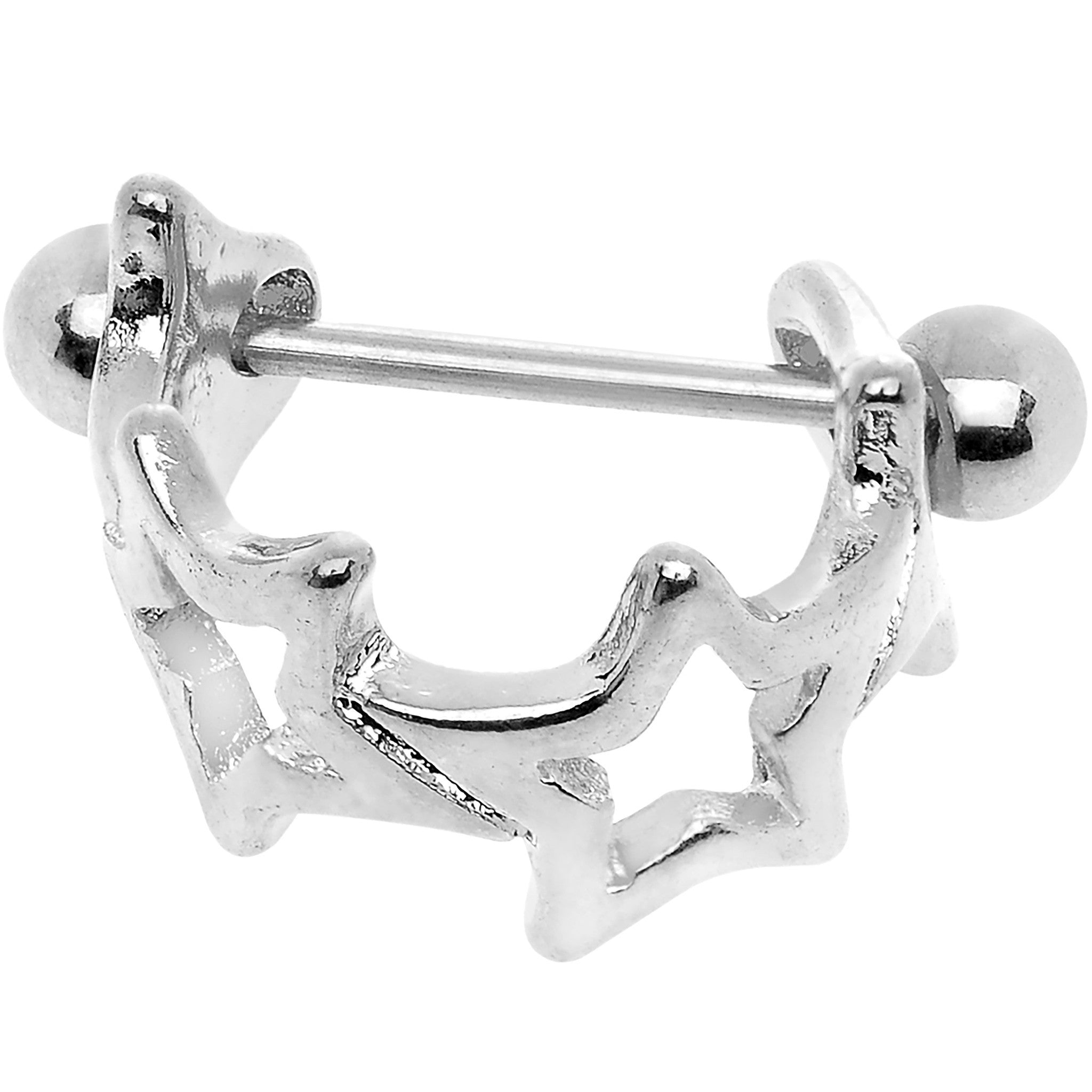 16 Gauge Stainless Steel Straight Barbell Seeing Stars Cartilage Cuff