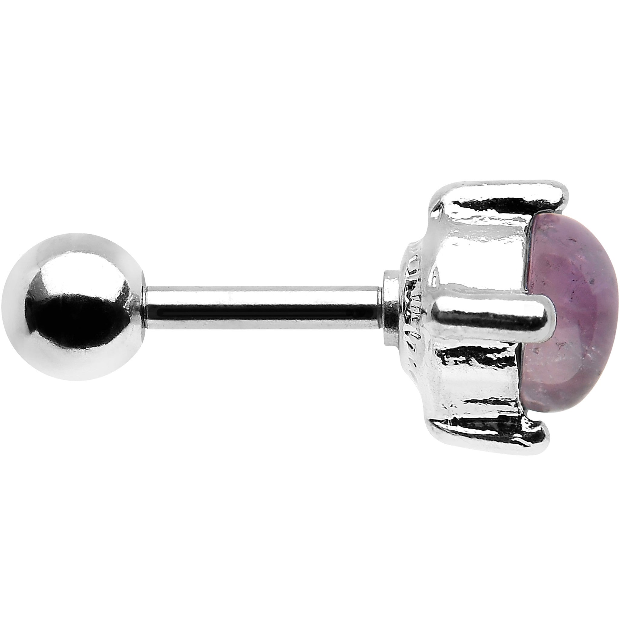 16 Gauge Pretty Purple Stone Stainless Steel Cartilage Earring