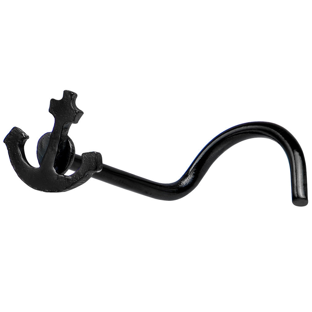 Black Anodized Titanium Anchor Nose Ring