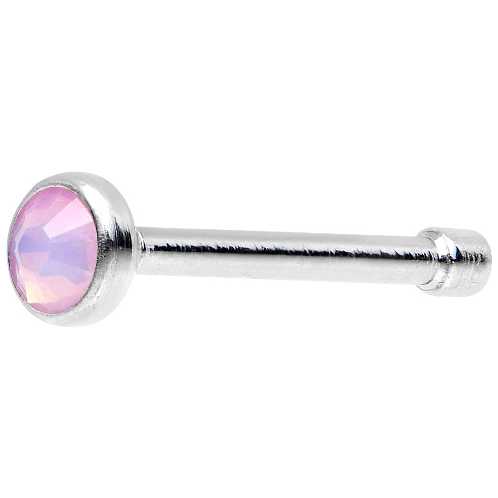 Stainless Steel 2mm Pink Imitation Opalite Stone Nose Bone