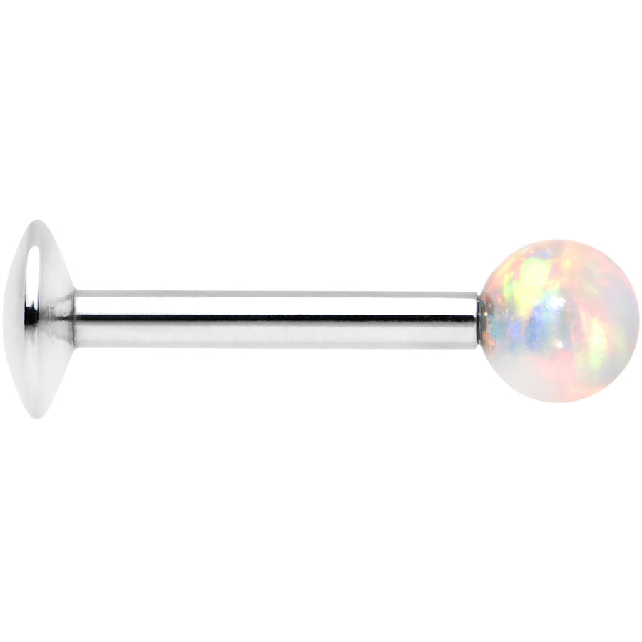 5/16 Steel 3mm Synthetic White Opal Internal Thread Tragus Earring