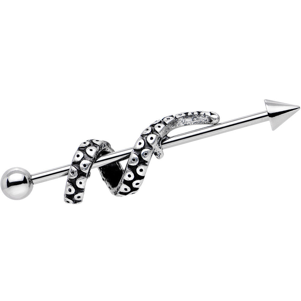 Stainless Steel Up in a Twist Tentacle Industrial Barbell 36mm