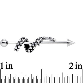 Stainless Steel Up in a Twist Tentacle Industrial Barbell 36mm