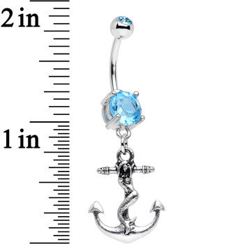 Aqua Gem Mermaid Princess and Her Anchor Dangle Belly Ring