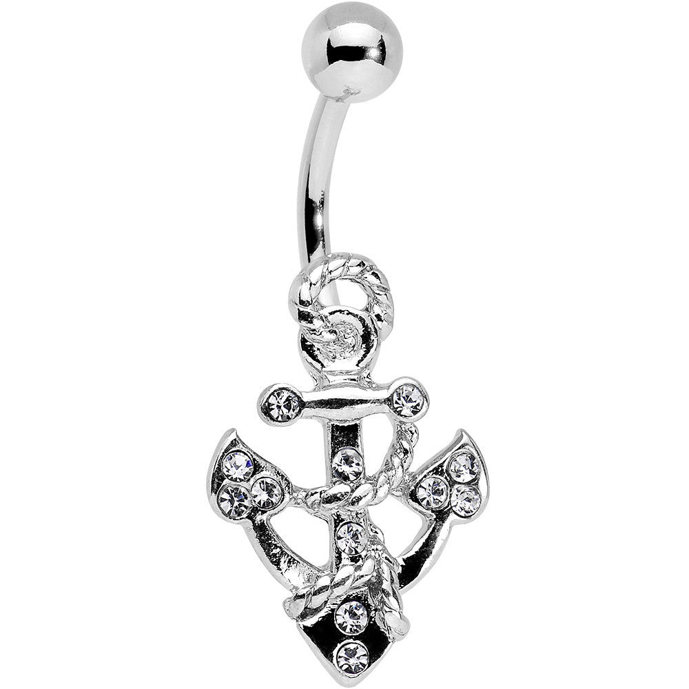 Clear Gem Caravelle Anchor Belly Ring