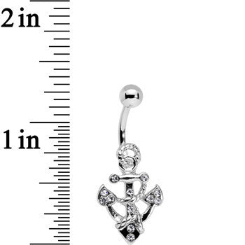 Clear Gem Caravelle Anchor Belly Ring