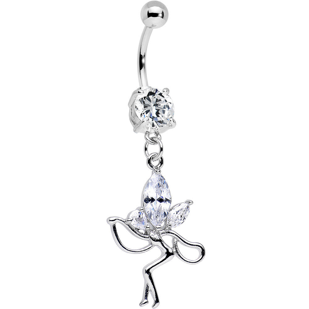 Clear CZ Meadow Fairy Dangle Belly Ring