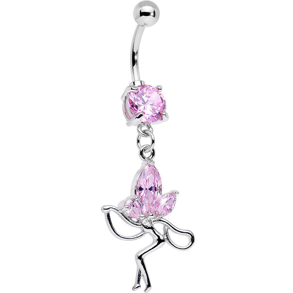 Pink CZ Meadow Fairy Dangle Belly Ring