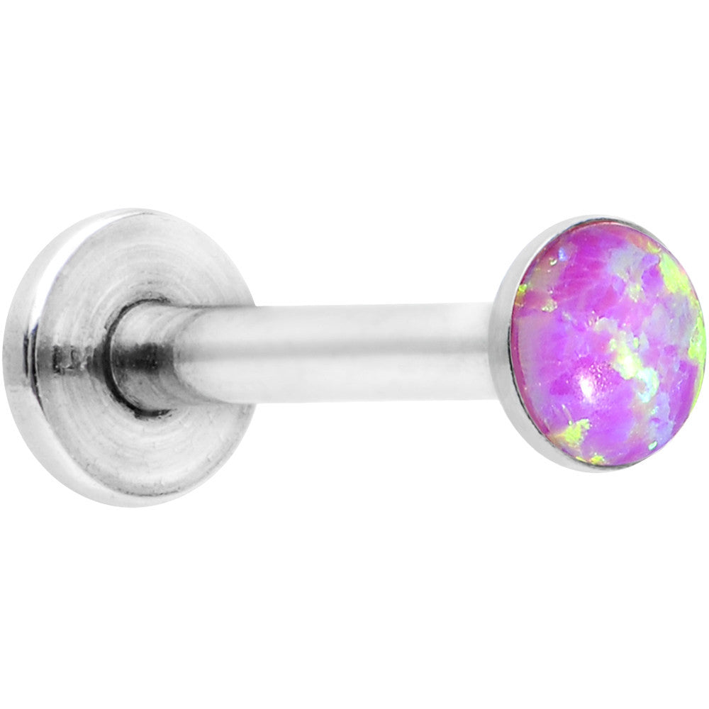 16 Gauge 5/16 Steel 3mm Synthetic Pink Opal Internal Thread Labret