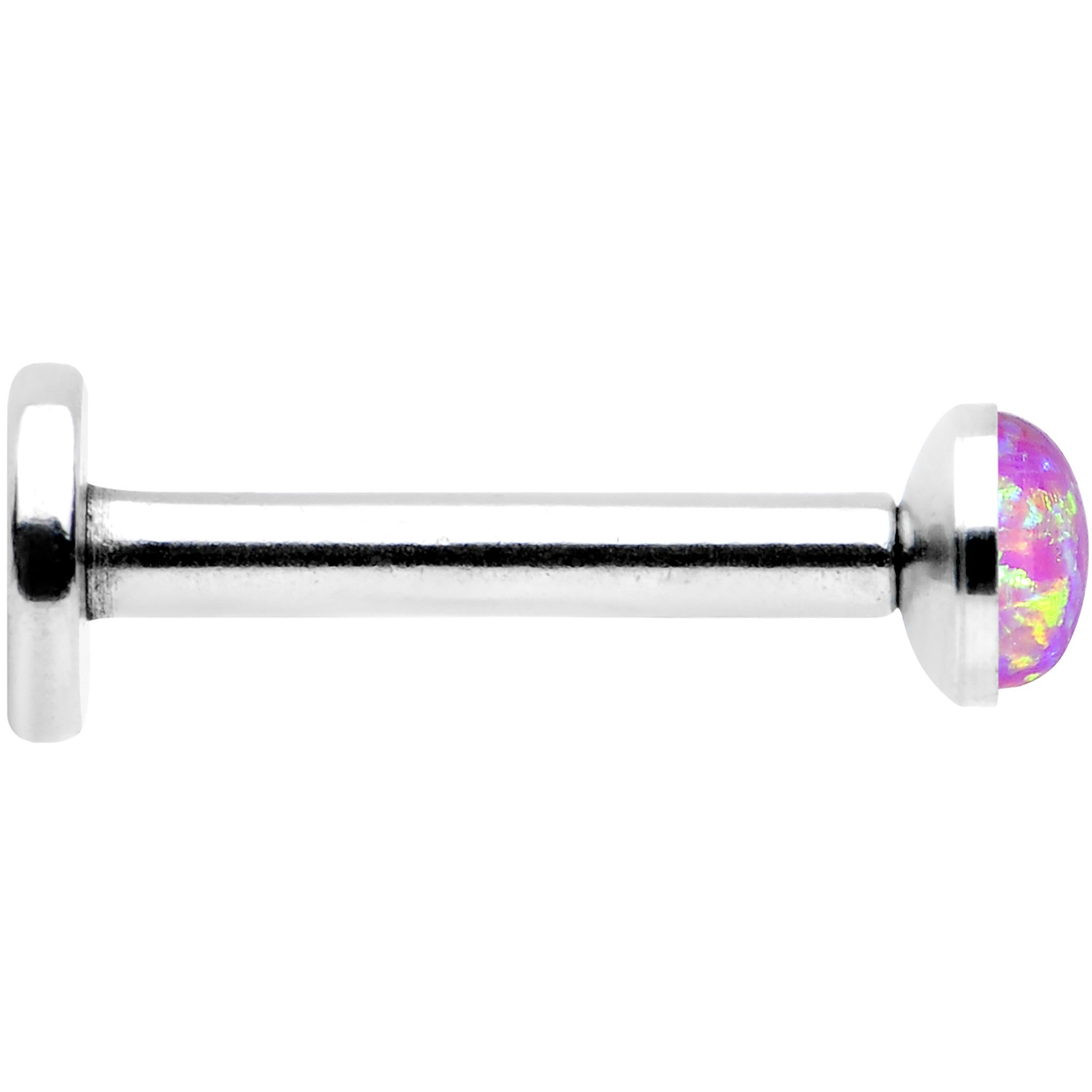 16 Gauge 5/16 Steel 3mm Synthetic Pink Opal Internal Thread Labret