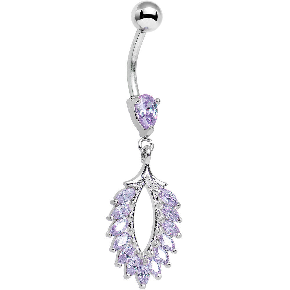 Lilac CZ Gem Light as a Feather Dangle Belly Ring