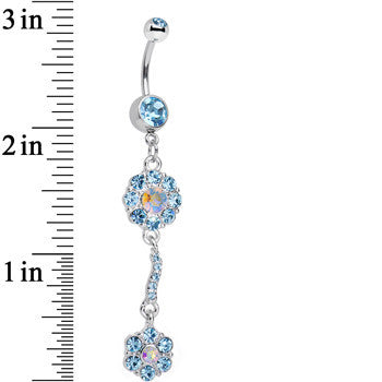 Blue Gem Double Trouble Flower Dangle Belly Ring