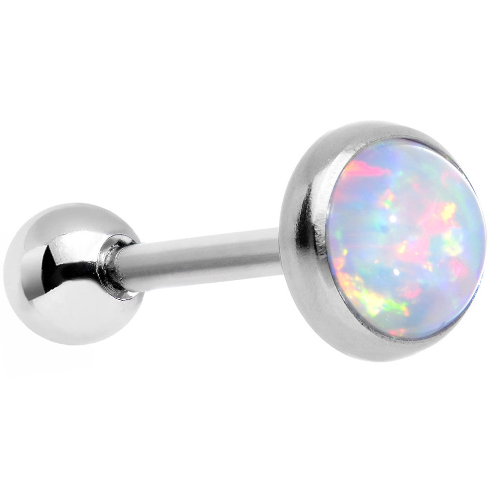 18 Gauge 5/16 Steel 5mm Synthetic White Opal Cartilage Earring