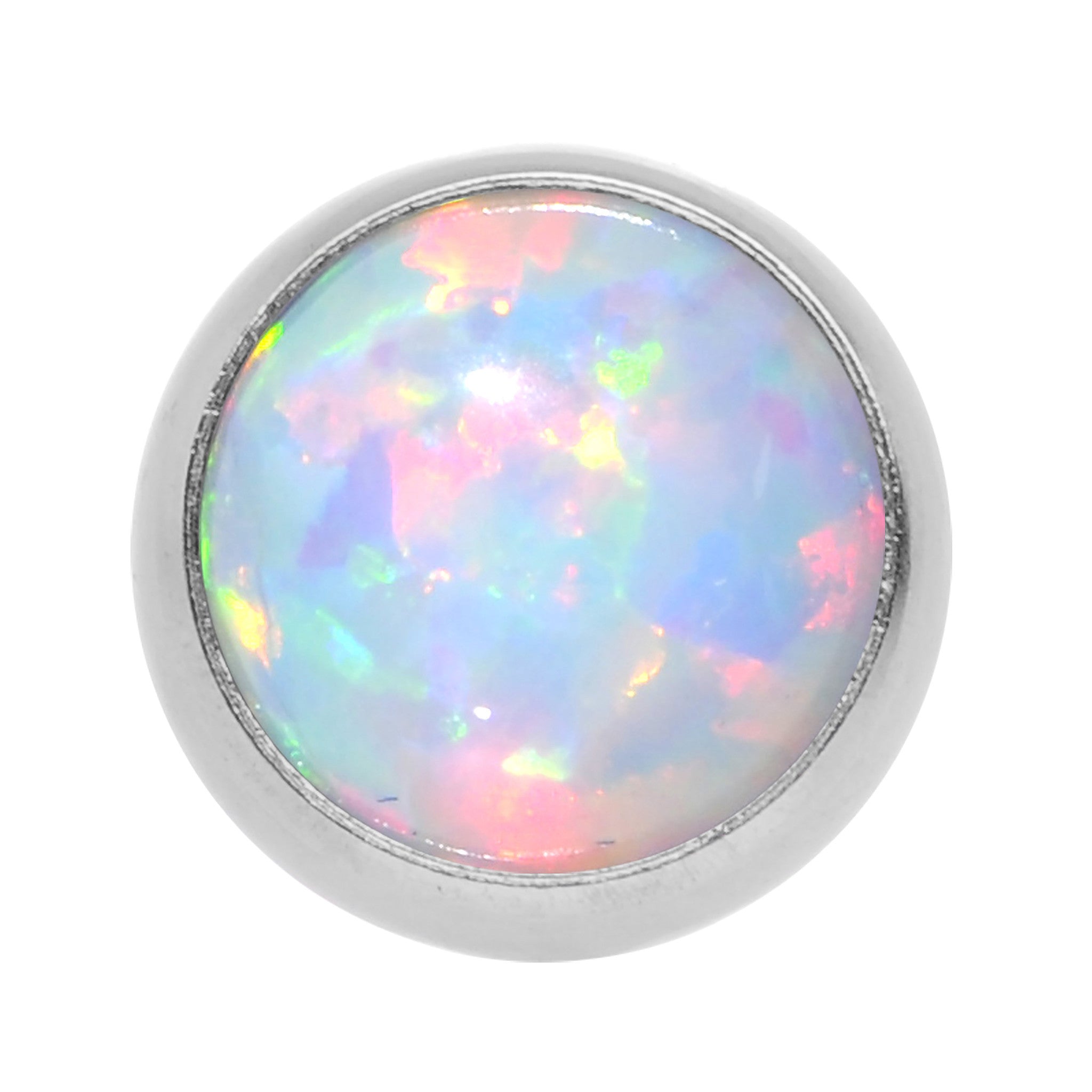 18 Gauge 5/16 Steel 5mm Synthetic White Opal Cartilage Earring