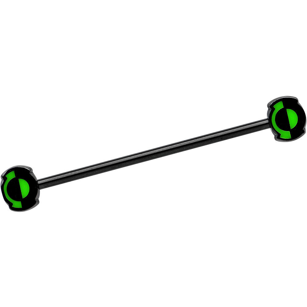 Black Plated Licensed Green Lantern Logo Industrial Barbell 35mm