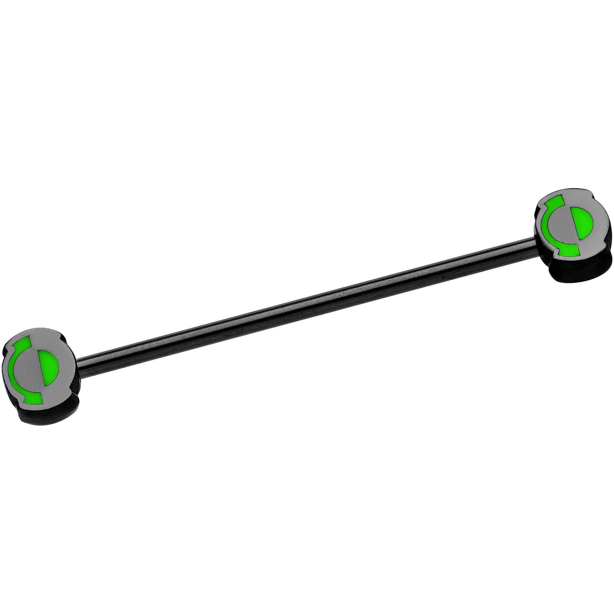 Black Plated Licensed Green Lantern Logo Industrial Barbell 35mm