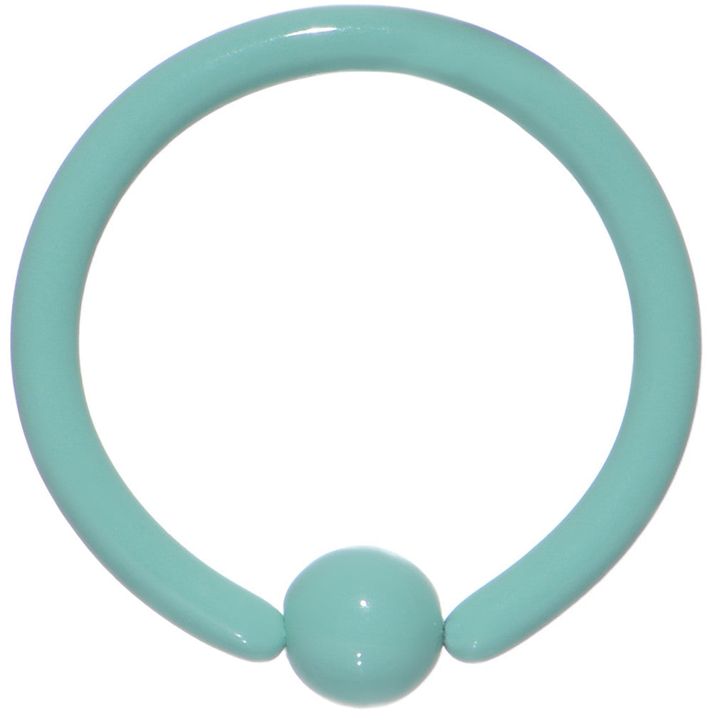 16 Gauge Teal Ceramic Coated Stainless Steel BCR Captive Ring 3/8