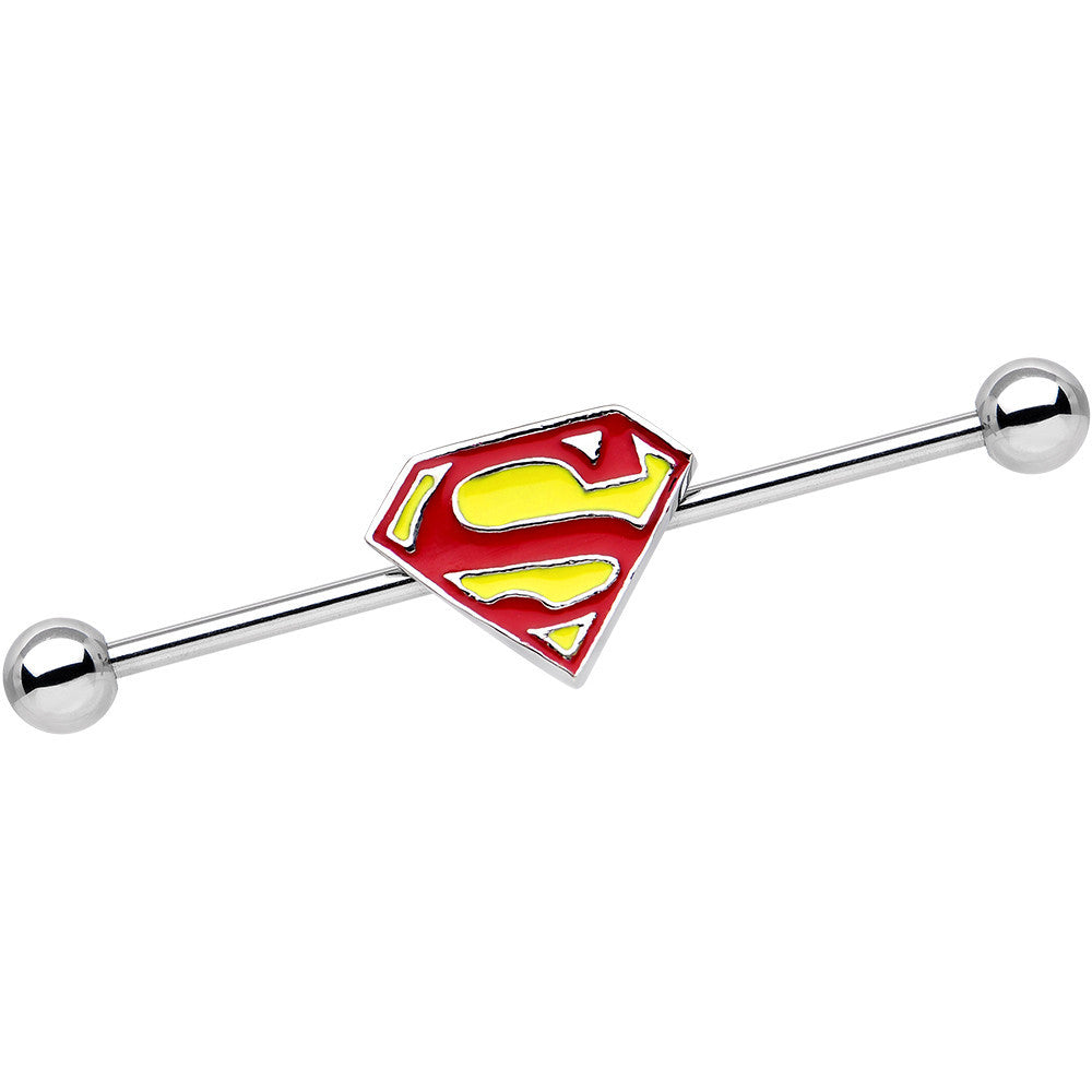 Licensed Stainless Steel Yellow Superman Logo Industrial Barbell 35mm