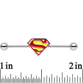 Licensed Stainless Steel Yellow Superman Logo Industrial Barbell 35mm