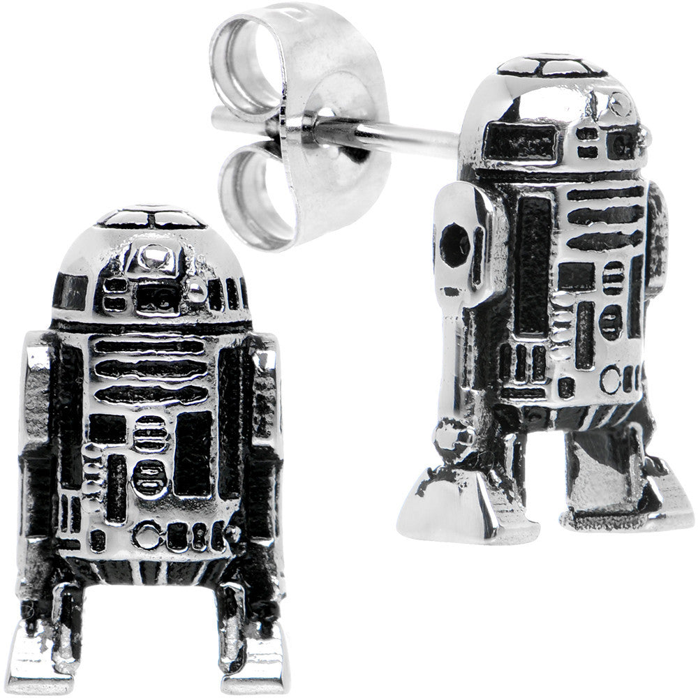 Officially Licensed Steel Star Wars R2D2 Stud Earrings