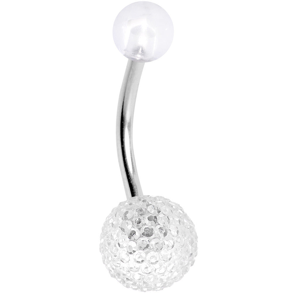 Clear Acrylic Textured Ball Belly Ring