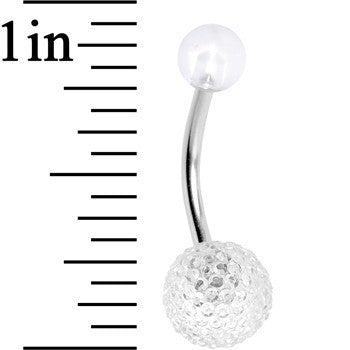 Clear Acrylic Textured Ball Belly Ring