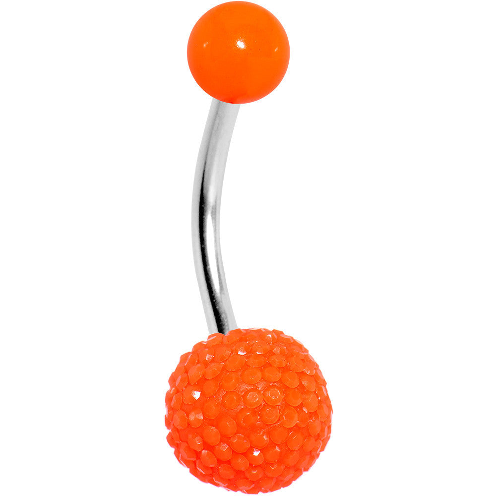 Orange Acrylic Textured Ball Belly Ring