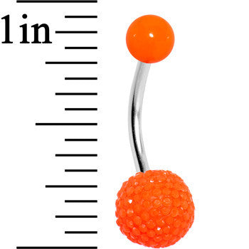 Orange Acrylic Textured Ball Belly Ring