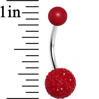 Red Acrylic Textured Ball Belly Ring