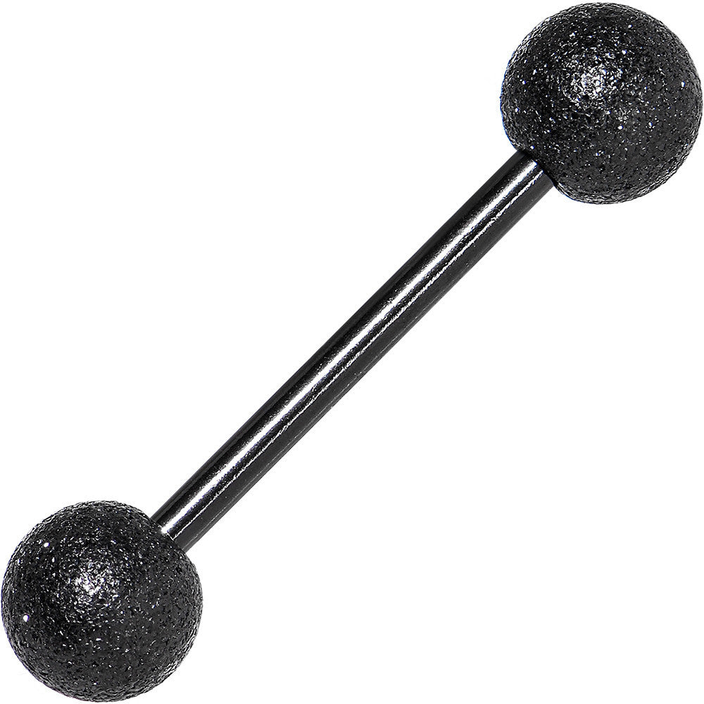 Black Anodized Stainless Steel Sandblasted Barbell Tongue Ring