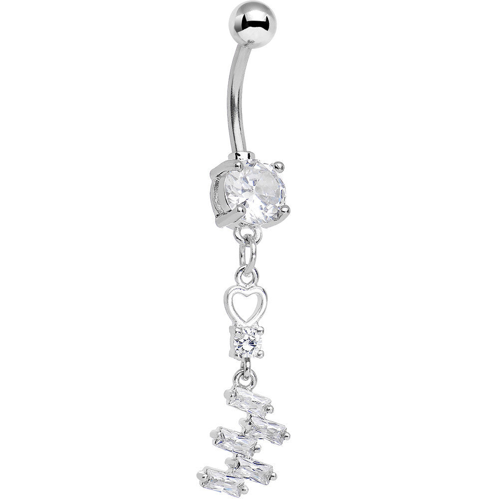 Clear Cubic Zirconia Geometric Dangle Belly Ring