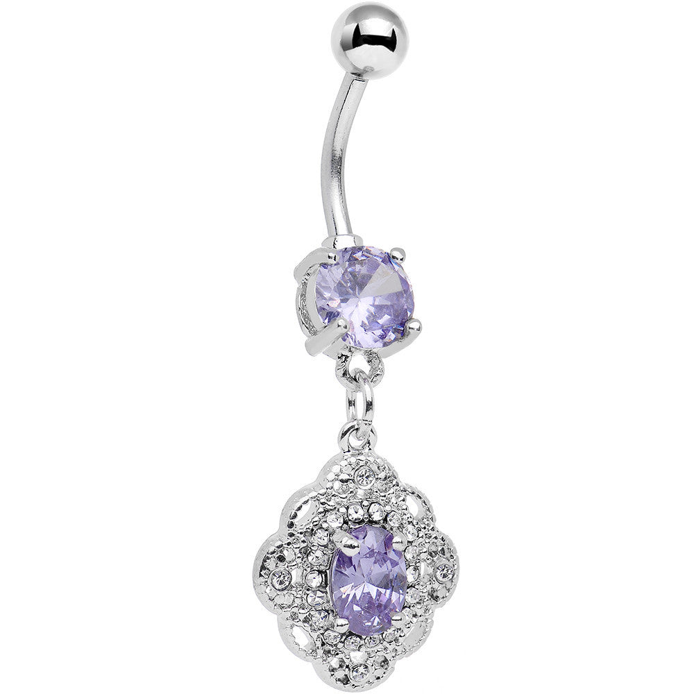 Purple CZ Yorkshire Lace Dangle Belly Ring