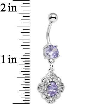 Purple CZ Yorkshire Lace Dangle Belly Ring