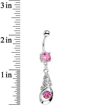 Pink Cubic Zirconia Coriolis Shell Dangle Belly Ring