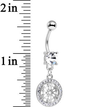 Clear Gem Mandala Medallion Dangle Belly Ring