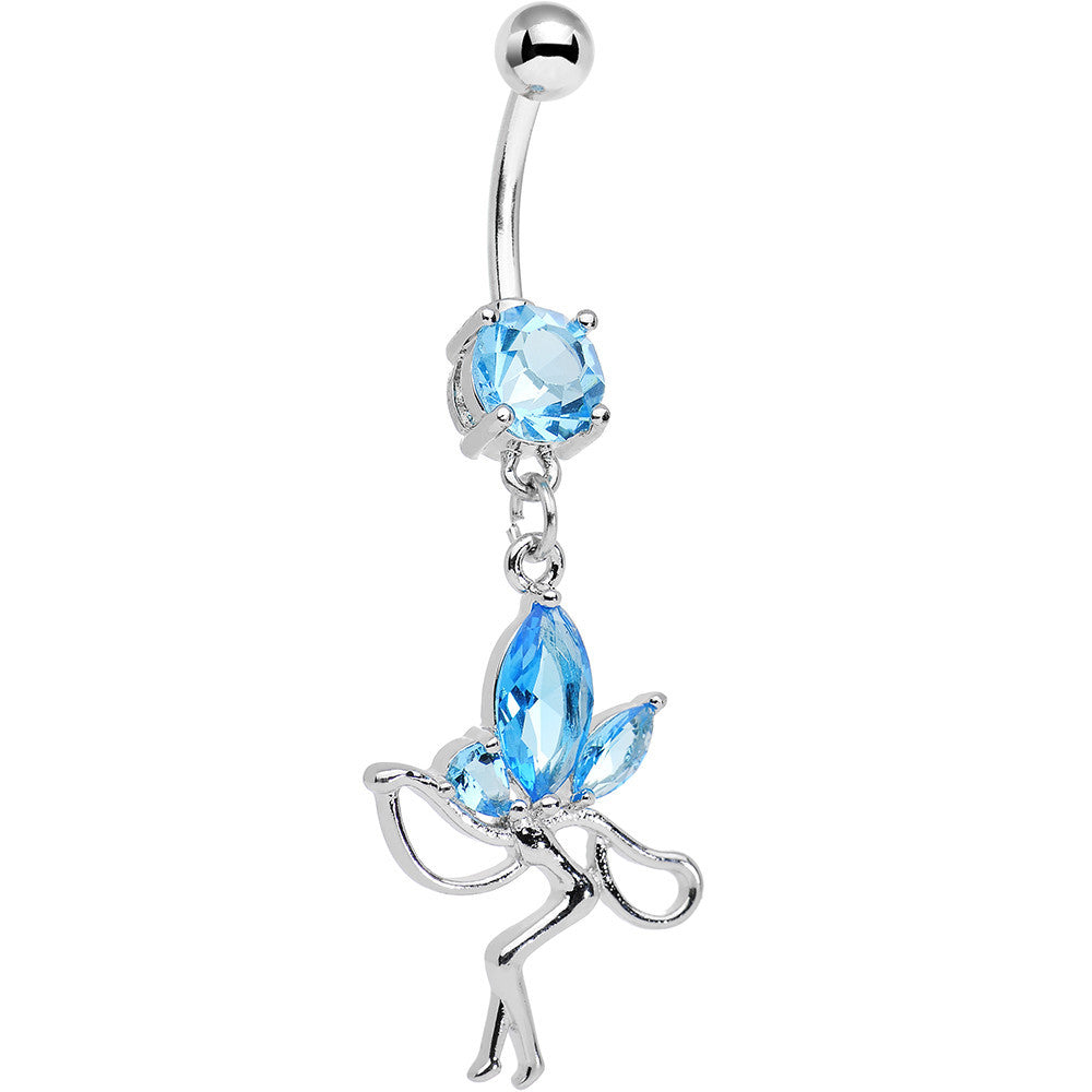 Aqua Cubic Zirconia Meadow Fairy Dangle Belly Ring