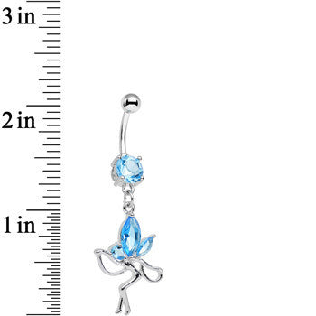 Aqua Cubic Zirconia Meadow Fairy Dangle Belly Ring