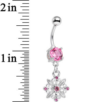 Pink Gem Highland Wildflower Dangle Belly Ring