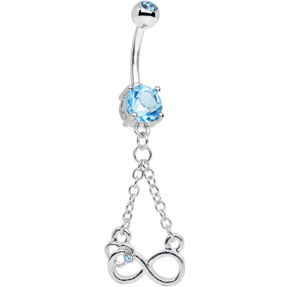 Suspended in Infinity Aqua Gem Dangle Belly Ring