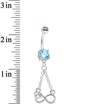 Suspended in Infinity Aqua Gem Dangle Belly Ring