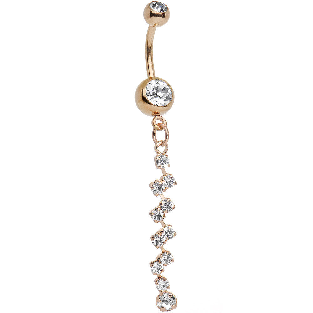 Rose Gold Anodized Sparkling Winding Road Dangle Belly Ring